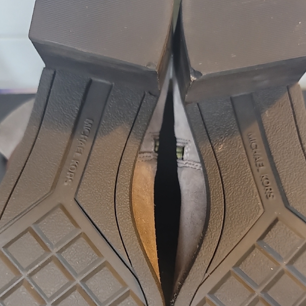 Michael Kors Gray Ankle Boots with Brown Leather Straps - Picture 4 of 5